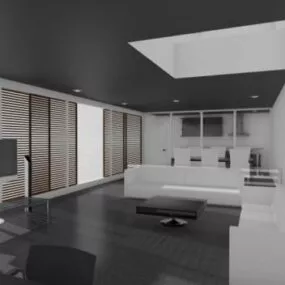 Living Room White Furniture 3d model