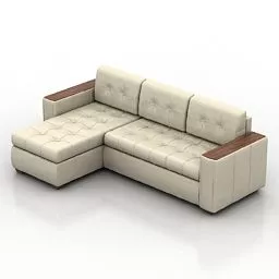 Beige Leather Living Room Sofa 3d model