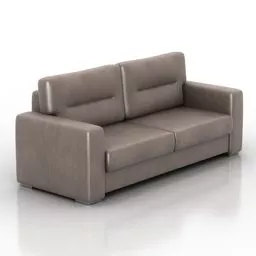 Living Room Brown Leather Sofa 3d model