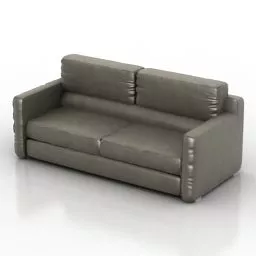 Modern Grey Leather Sofa 2 Seats 3d model