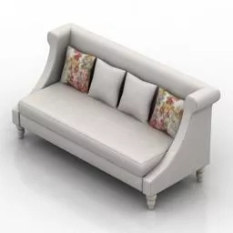 Antique White High Back Sofa 3d model