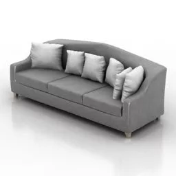Modern Camel Sofa Grey Fabric 3d model
