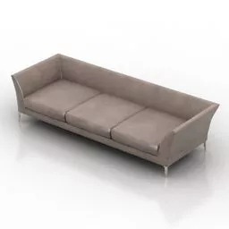 Brown Fabric Sofa 3 Seats 3d model