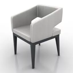 Cube Armchair White Fabric Paulina 3d model