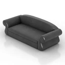 Black Leather Sofa Tuxedo Style 3d model