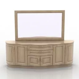 Dressing Table With Foldable Mirror 3d model
