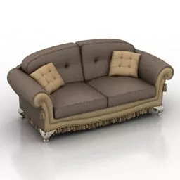 Antique Sofa Brown Fabric 3d model