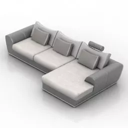 White Grey Sectional Sofa 3d model