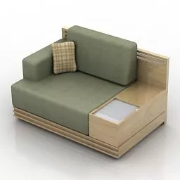Single Sofa Combine Wood Table 3d model