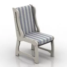 Country White Wood Chair 3d model