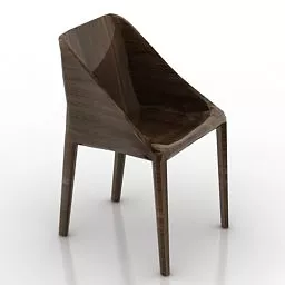 Modern Brown Fabric Restaurant Chair 3d model