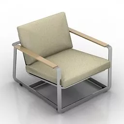 Simple Upholstered Wood Armchair 3d model