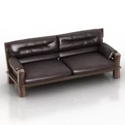 Black Sofa Leather Material 3d model