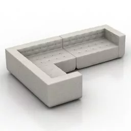 Corner Sofa White Fabric 3d model