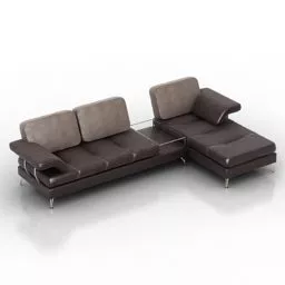 Corner Sofa Brown Leather 3d model