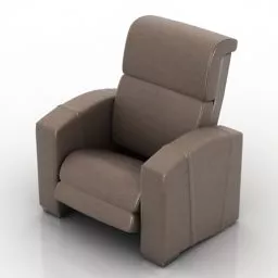 High Back Armchair Brown Fabric 3d model