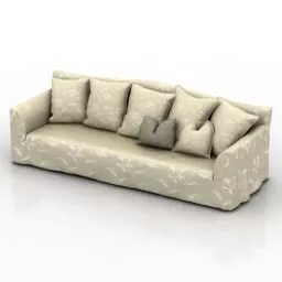Old Sofa With Pillows 3d model