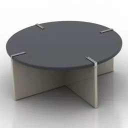 Large Round Table Black Color 3d model