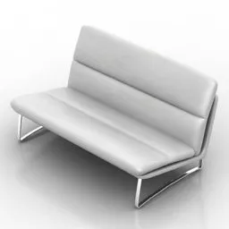 Simple White Bench Sofa 3d model