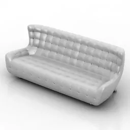 Wing Back Sofa White 3d model