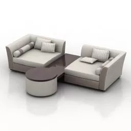 Sofa With Round Table 3d model