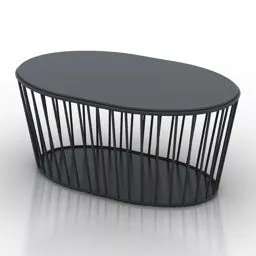 Black Round Oval Table 3d model