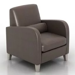 Brown Leather Single Armchair 3d model