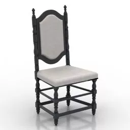 Antique Black Wod Dressing Chair 3d model