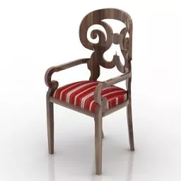 Wooden Armchair Classic Back 3d model