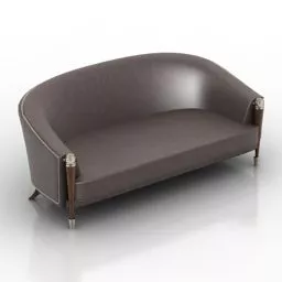 Brown Leather Sofa 2 Seaters Furniture 3d model