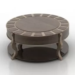 Vintage Round Wood Table 3d model