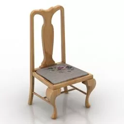 Country Wood Chair Furniture 3d model