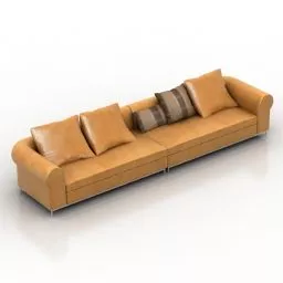 Sofa Breton Yellow Leather 3d model