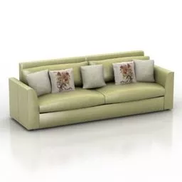 Green Leather Loveseat Sofa 3d model