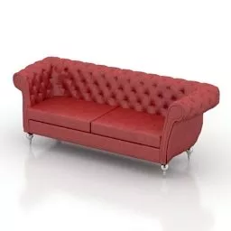 Sofa Red Chester Style 3d model
