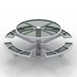 Round Outdoor Table With Seat 3d model
