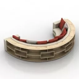 Wood Sofa Radial Shaped 3d model