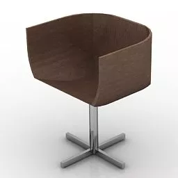 Salon Armchair Brown Leather 3d model