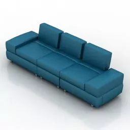 Modern Blue Leather Sofa 3d model