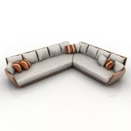Grey Sofa Corner With Pillows 3d model