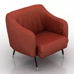 Velvet Red Sofa Armchair 3d model