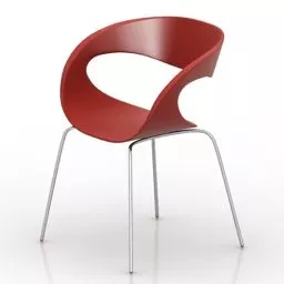 Armchair Red Plastic Back 3d model
