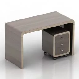 Work Table Smooth Edge Right Cabinet 3d model