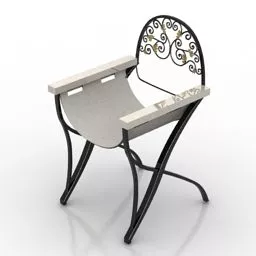 Antique Iron Frame Armchair 3d model