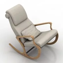 Rocking Armchair Grey Leather 3d model