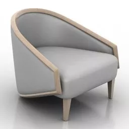 Grey Fabric Armchair Round Back 3d model