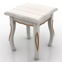 Vintage White Chair Curved Leg 3d model