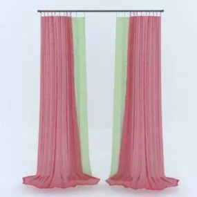 Two Layers Curtain Red Green 3d model