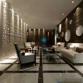 Bar Restaurant Night Interior Scene 3d model