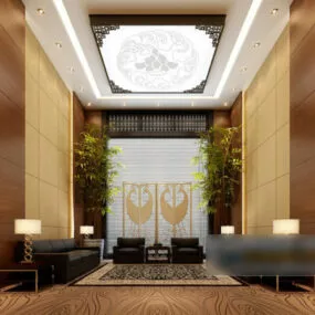 Large Hall With Sofa Interior 3d model